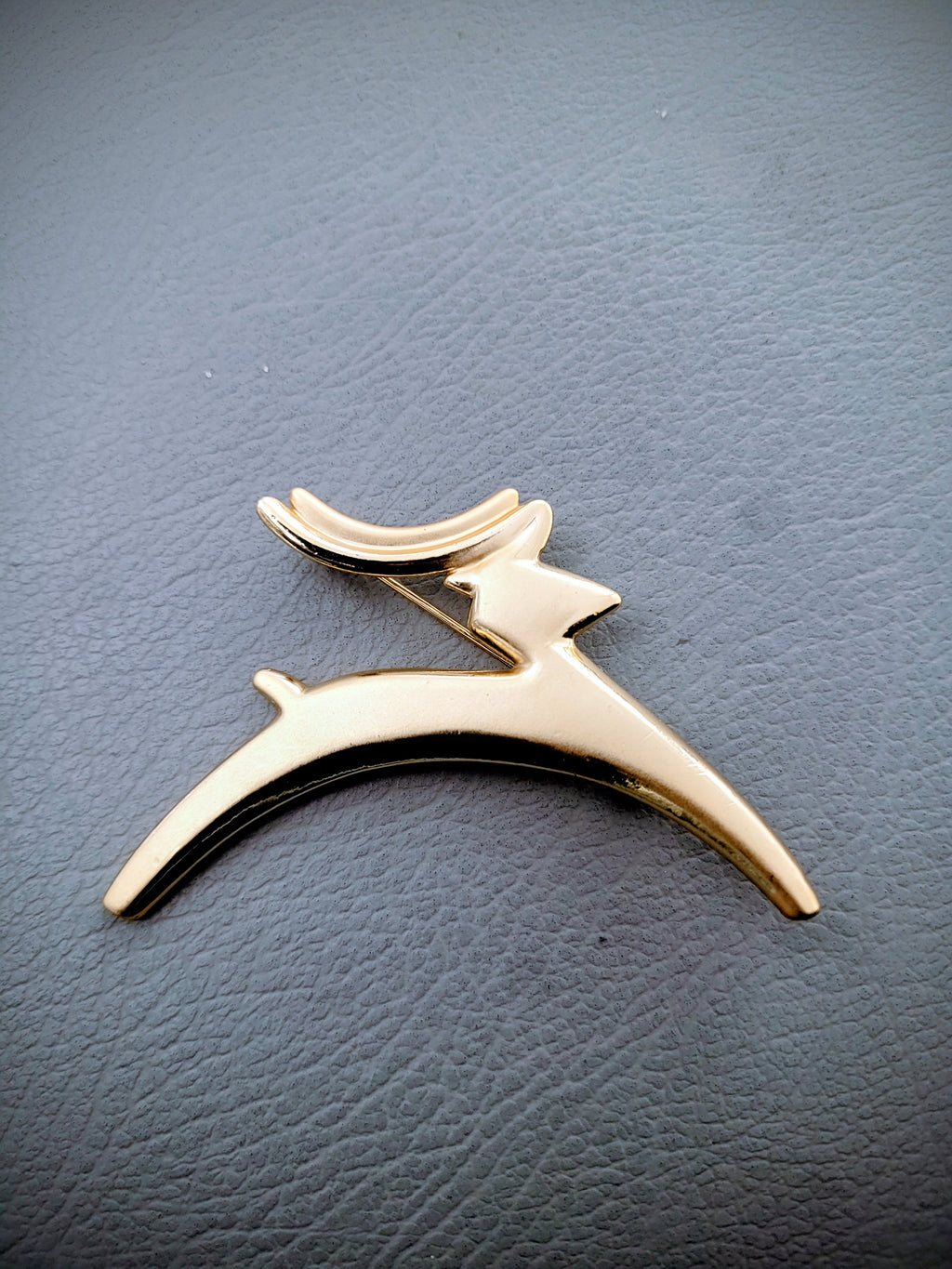 Gold-Tone Christmas Reindeer Brooch - CAJC