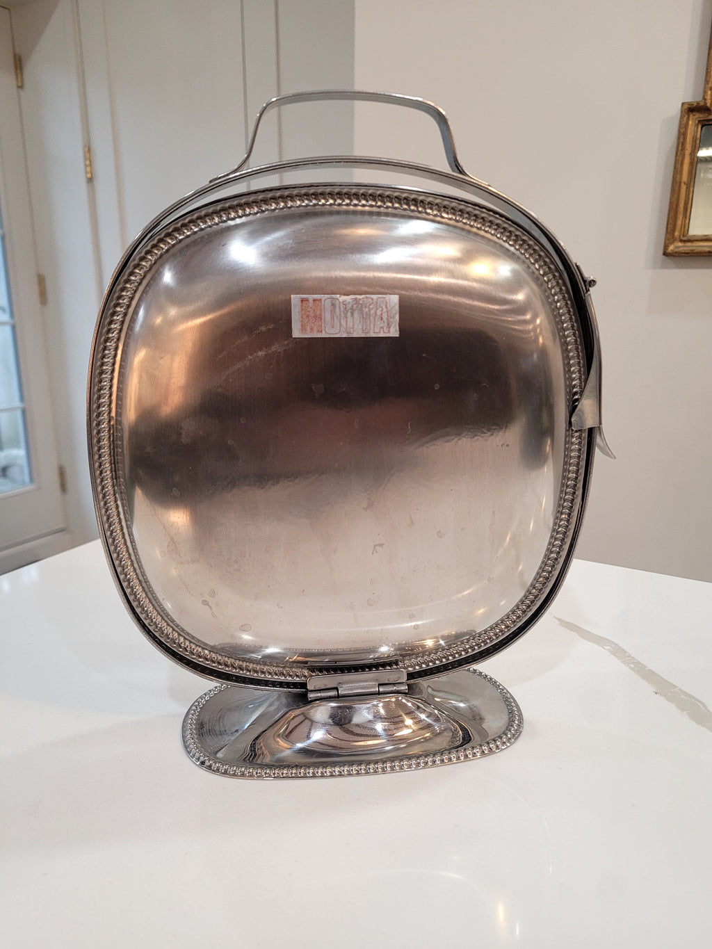 80's "Motta" Silver, foldable two tier tray