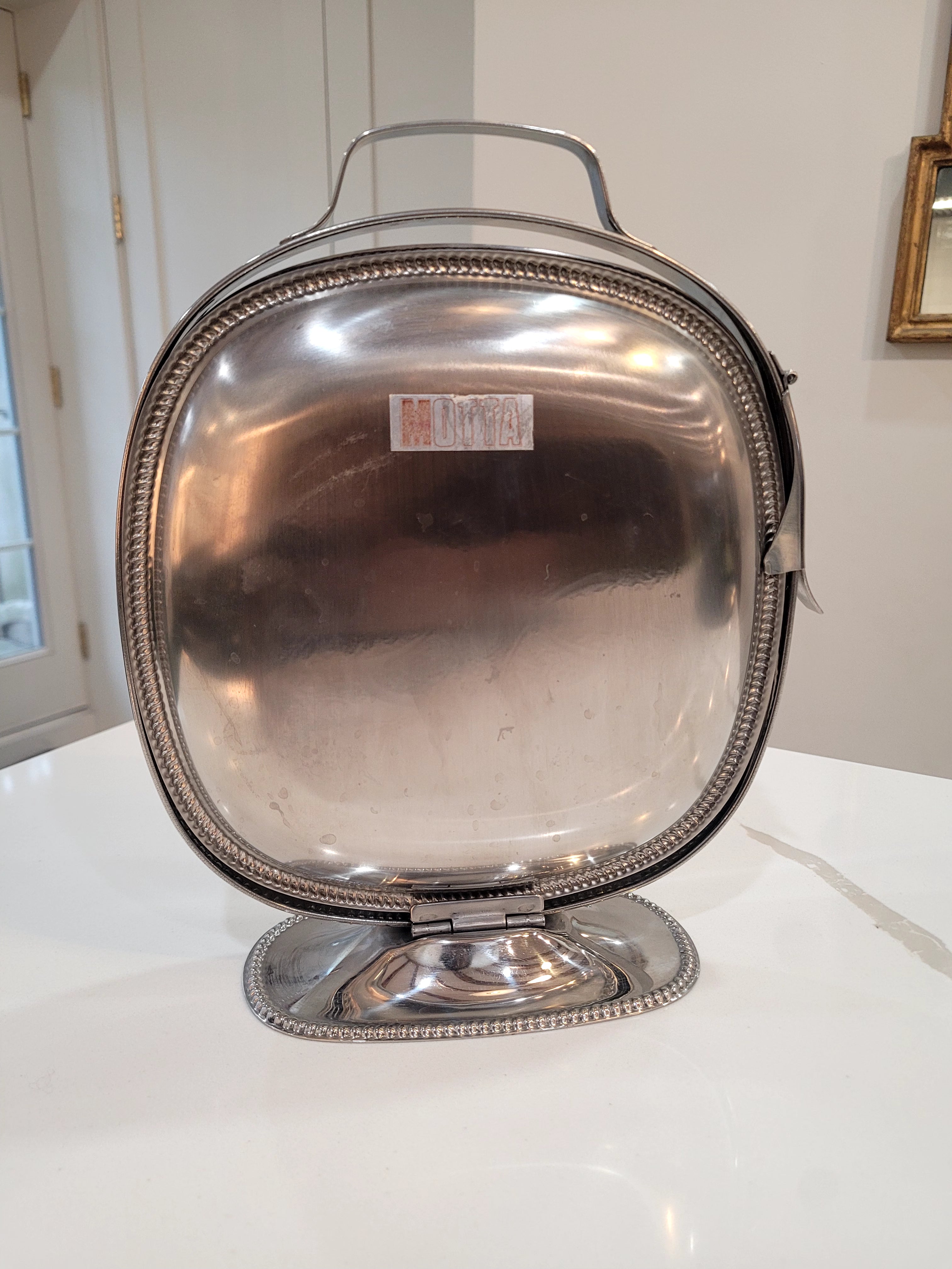 80's "Motta" Silver, foldable two tier tray