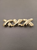 Vintage Triple X Bar Brooch – Chunky Polished Gold Tone Statement Pin
